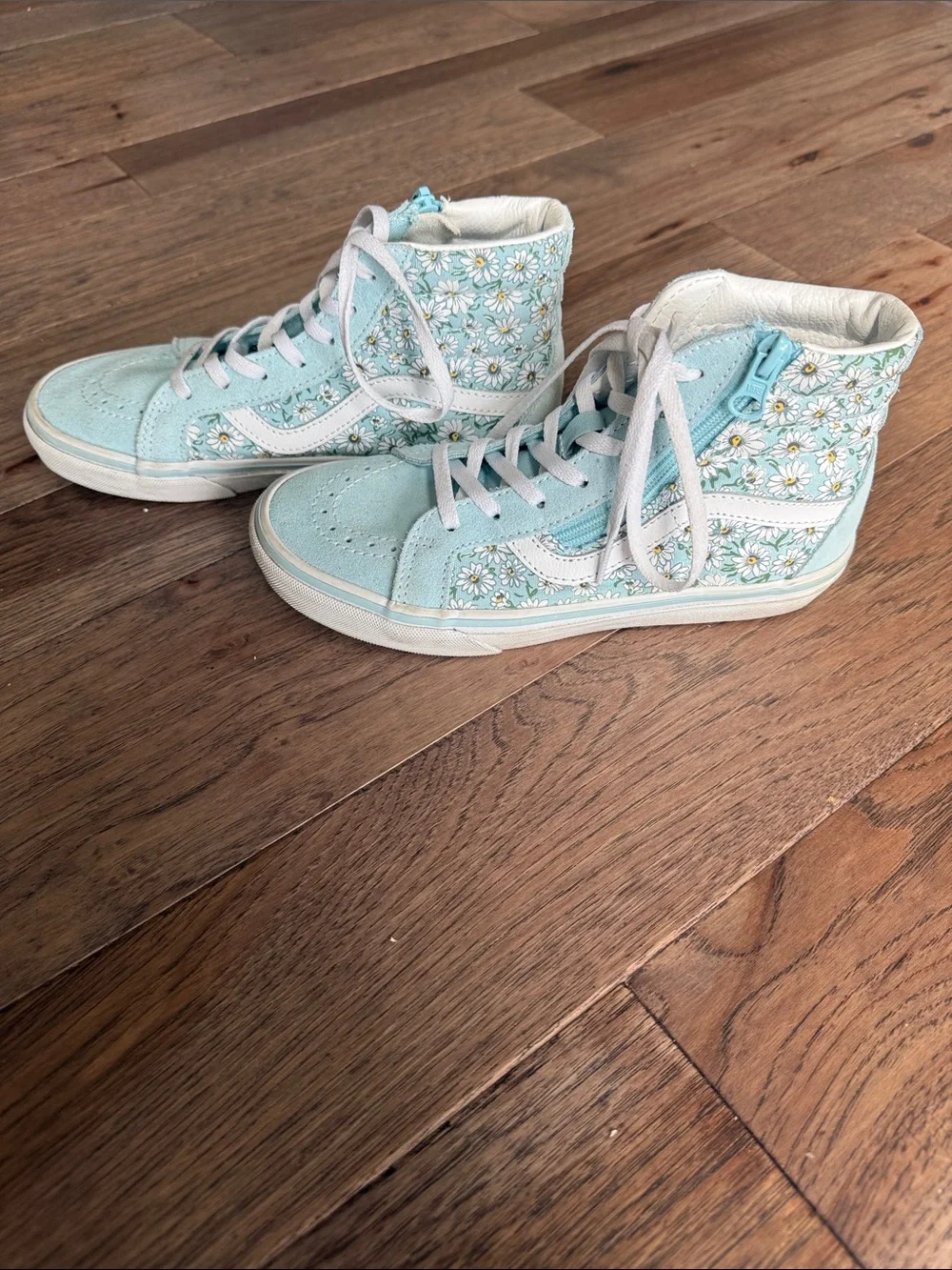 Vans Kids High-Top Sneakers in Light Blue with White Laces